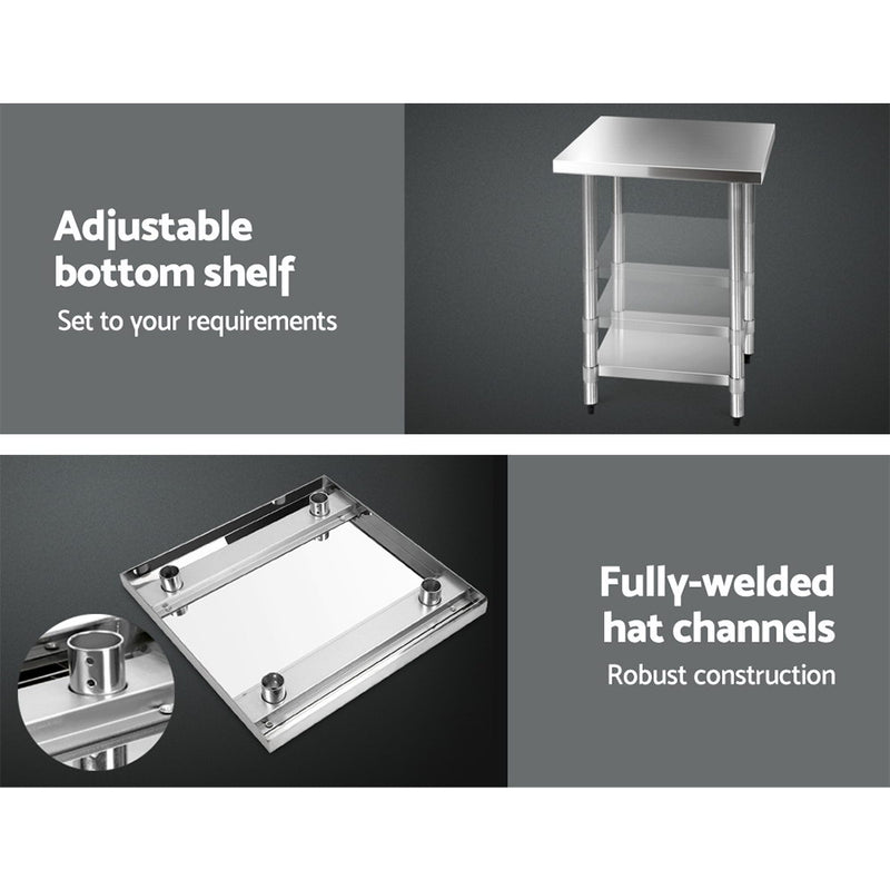610x610mm Stainless Steel Kitchen Bench 430