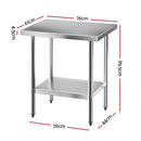 Stainless Steel Kitchen Bench Work Table 610 x760MM 430
