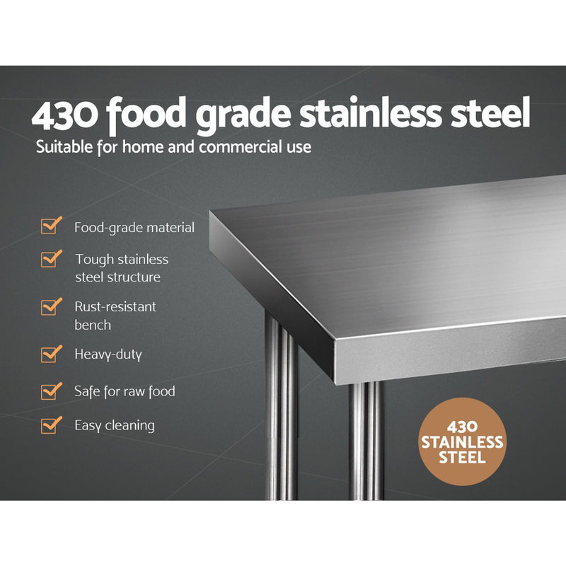 1219x610mm Stainless Steel Kitchen Bench 430