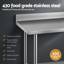 Stainless Steel  Kitchen  Bench w/ Splashback 1500x600MM 430