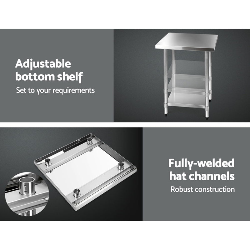 760x760mm Stainless Steel Kitchen Bench 430