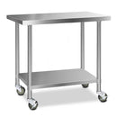 1219x610mm Stainless Steel Kitchen Bench with Wheels 430