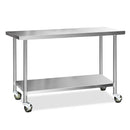 1524x610mm Stainless Steel Kitchen Bench with Wheels 430