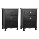 Artiss 2x Bedside Table 3 Drawers Vintage - THYME Black