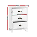 Artiss 2x Bedside Table 3 Drawers Vintage - THYME White