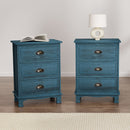 Artiss 2x Bedside Table 3 Drawers Vintage - THYME Blue