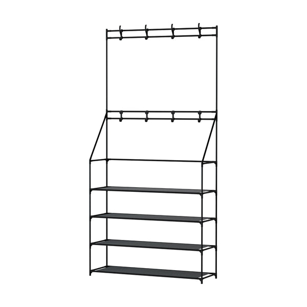 Artiss Shoe Rack Hall Tree 16 Pairs Black