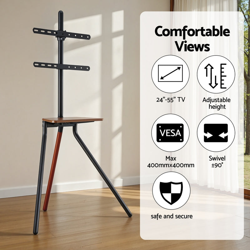 Artiss TV Stand Wooden Tray 24-55" Swivel Height Adjustable