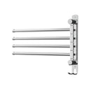 Towel Rail Rack Holder 4 Bars Wall Mounted Stainless Steel Swivel Hanging Hook
