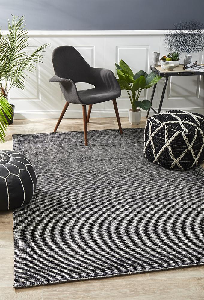 Allure Black Cotton Rayon Rug by Rug Culture - 400x300CM