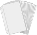 A5 (21x14.9cm) Binder Bags - 12 Pieces - Money Folders with Closure - 6 Holes Budget Cash Envelopes for Budgeting - Transparent Zipper Folder - Waterproof PVC Document Pouch Archiving - Transparent
