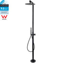 WELS Matte Black 316SUS Dual Shower Set Outdoor Bath System Rainfall 10" Head