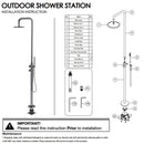 WELS Matte Black 316SUS Dual Shower Set Outdoor Bath System Rainfall 10" Head