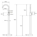 Brushed Nickel Stainless Steel Bathtub Tap Free Standing Faucet Filler Spout Set