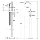 WELS Brushed Gold Bath Tub Mixer Tap Free Standing Faucet Spout Handheld Shower