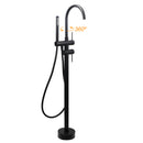WELS Matt Black Bathtub Filler Free Standing Mixer Faucet Tap Spout HandHeld Set