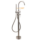 WELS Brushed Nickel Stainless Steel Free Standing Mixer Faucet Tap Spout Handset