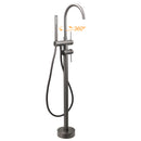 Gun Metal Bathtub Mixer Tap Free Standing Faucet Spout With Handheld Shower Set
