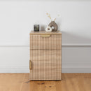 BEDSIDE TABLE - NATURAL OAK - FLUTED - PULL BRASS