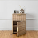 BEDSIDE TABLE - NATURAL OAK - FLUTED - PULL BRASS