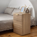 BEDSIDE TABLE - NATURAL OAK - FLUTED - PULL BRASS