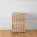 BEDSIDE TABLE - NATURAL OAK - FLUTED - PULL BRASS