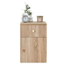 BEDSIDE TABLE - NATURAL OAK - SLIM - ROUND BRASS