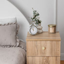 BEDSIDE TABLE - NATURAL OAK - SLIM - ROUND BRASS