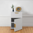 BEDSIDE TABLE - WHITE - FLUTED - PULL BRASS