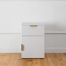 BEDSIDE TABLE - WHITE - FLUTED - PULL BRASS