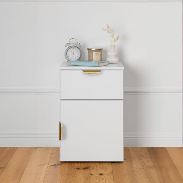 BEDSIDE TABLE - WHITE - SLIM - PULL BRASS
