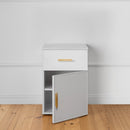 BEDSIDE TABLE - WHITE - SLIM - OVAL BRASS