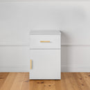 BEDSIDE TABLE - WHITE - SLIM - OVAL BRASS