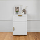 BEDSIDE TABLE - WHITE - HAMPTONS - PULL BRASS