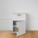BEDSIDE TABLE - WHITE - HAMPTONS - PULL BRASS