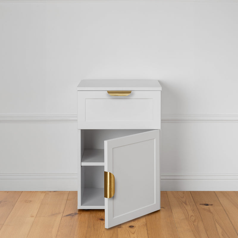 BEDSIDE TABLE - WHITE - HAMPTONS - PULL BRASS