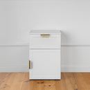 BEDSIDE TABLE - WHITE - HAMPTONS - PULL BRASS