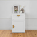 BEDSIDE TABLE - WHITE - HAMPTONS - HALF MOON BRASS