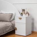 BEDSIDE TABLE - WHITE - HAMPTONS - HALF MOON BRASS