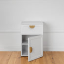 BEDSIDE TABLE - WHITE - HAMPTONS - HALF MOON BRASS