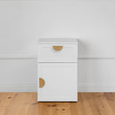 BEDSIDE TABLE - WHITE - HAMPTONS - HALF MOON BRASS