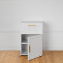 BEDSIDE TABLE - WHITE - HAMPTONS - OVAL BRASS