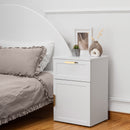 BEDSIDE TABLE - WHITE - HAMPTONS - OVAL BRASS