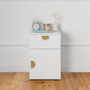 BEDSIDE TABLE - WHITE - SLIM - HALF MOON BRASS