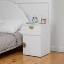 BEDSIDE TABLE - WHITE - SLIM - HALF MOON BRASS