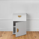BEDSIDE TABLE - WHITE - SLIM - HALF MOON BRASS