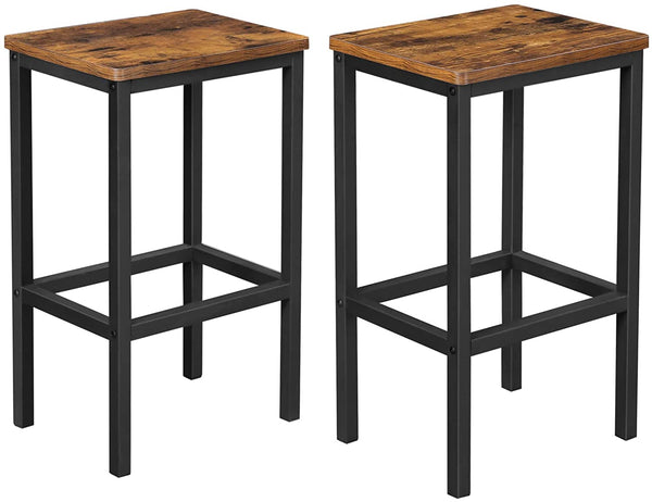 Bar Set Stools of 2 Bar Chairs, Rustic Brown