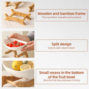 CARLA HOME 3-Tier Ceramic Fruit Bowl Basket with Bamboo Stand for Kitchen Counter, Snack Tray, Dessert Server & Vegetable Storage Rack