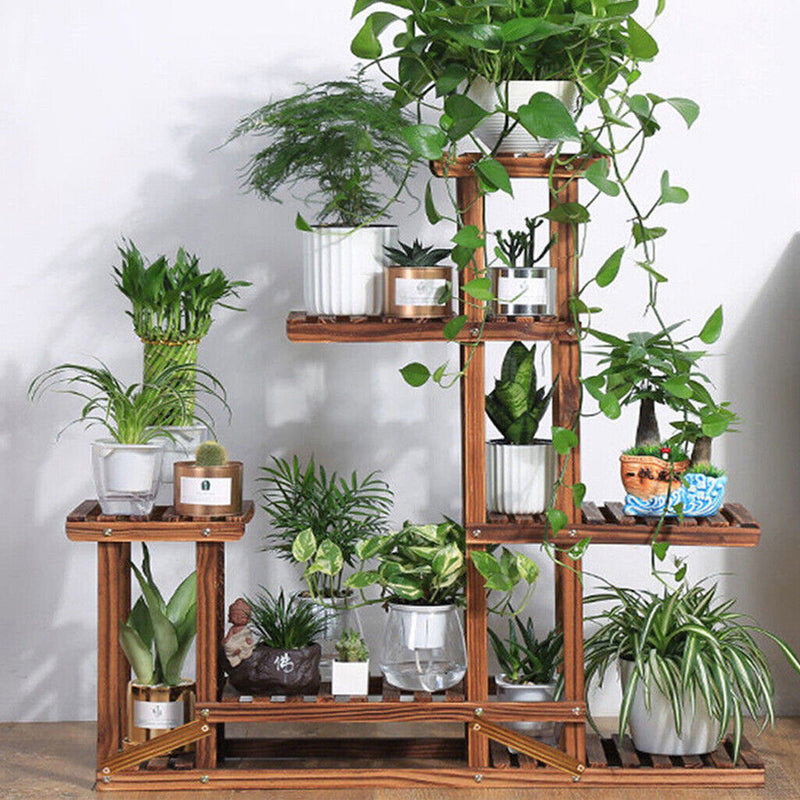 5-Tier Wooden Plant Stand Flower Display Shelf Indoor Outdoor Garden