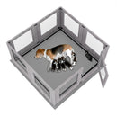 Dog Whelping Box 8 Panels Puppy Pen with Pad